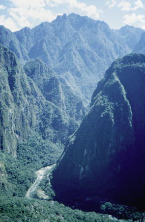 View Urubambamba river from Machu Picchu