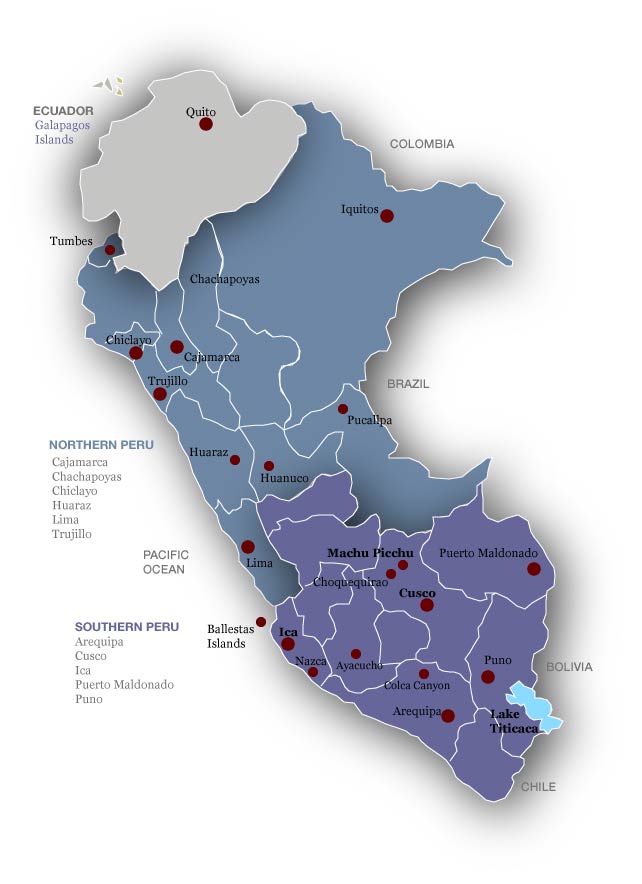 map Peru tour destinations